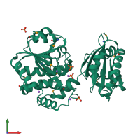 PDB entry 4py9 coloured by chain, front view.