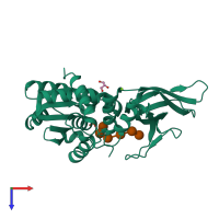 PDB entry 4pyh coloured by chain, top view.