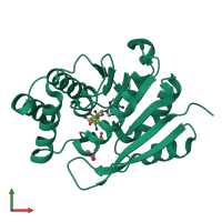 PDB entry 4pyl coloured by chain, front view.