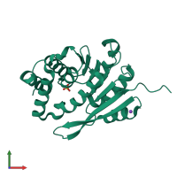 PDB entry 4pym coloured by chain, front view.
