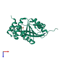 PDB entry 4pym coloured by chain, top view.