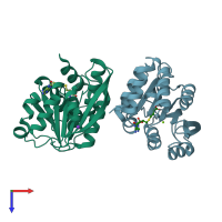 PDB entry 4pyo coloured by chain, top view.