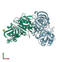 PDB entry 4pyv coloured by chain, front view.