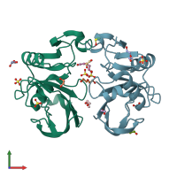 PDB entry 4pz4 coloured by chain, front view.