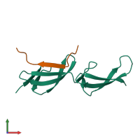 PDB entry 4pz5 coloured by chain, front view.