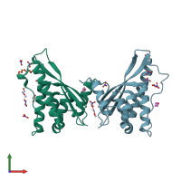 PDB entry 4pzg coloured by chain, front view.