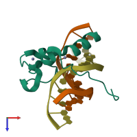 PDB entry 4pzi coloured by chain, top view.