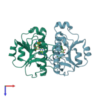 PDB entry 4pzk coloured by chain, top view.