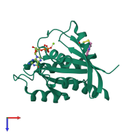 PDB entry 4pzz coloured by chain, top view.