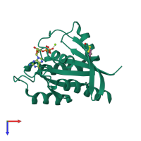 PDB entry 4q02 coloured by chain, top view.