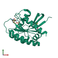 PDB entry 4q03 coloured by chain, front view.