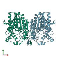 PDB entry 4q05 coloured by chain, front view.