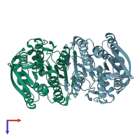 PDB entry 4q05 coloured by chain, top view.