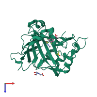 PDB entry 4q07 coloured by chain, top view.