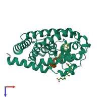 PDB entry 4q0a coloured by chain, top view.