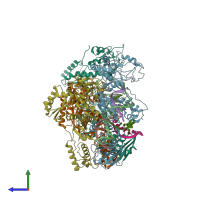 PDB entry 4q0b coloured by chain, side view.