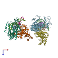 PDB entry 4q0b coloured by chain, top view.