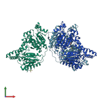 PDB entry 4q0g coloured by chain, front view.