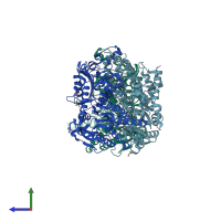 PDB entry 4q0g coloured by chain, side view.