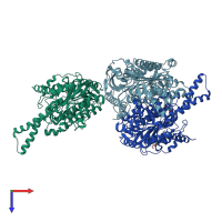 PDB entry 4q0g coloured by chain, top view.