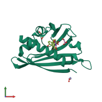 PDB entry 4q0k coloured by chain, front view.