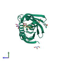 PDB entry 4q0k coloured by chain, side view.