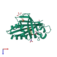 PDB entry 4q0k coloured by chain, top view.