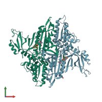 PDB entry 4q15 coloured by chain, front view.