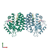 PDB entry 4q19 coloured by chain, front view.