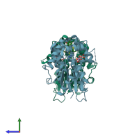 PDB entry 4q19 coloured by chain, side view.