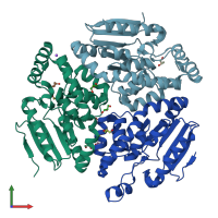 PDB entry 4q1h coloured by chain, front view.