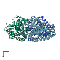 PDB entry 4q1h coloured by chain, top view.