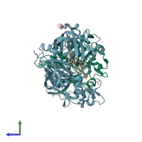 PDB entry 4q1n coloured by chain, side view.