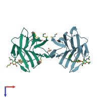 PDB entry 4q1p coloured by chain, top view.
