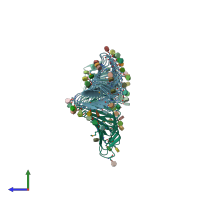PDB entry 4q1q coloured by chain, side view.