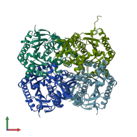 PDB entry 4q1t coloured by chain, front view.