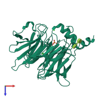 PDB entry 4q1u coloured by chain, top view.