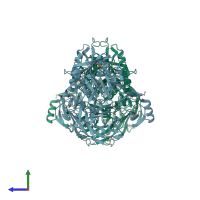 PDB entry 4q1v coloured by chain, side view.
