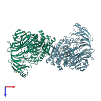 PDB entry 4q1v coloured by chain, top view.