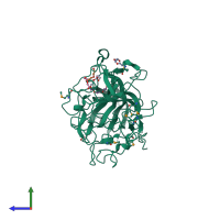 PDB entry 4q1z coloured by chain, side view.