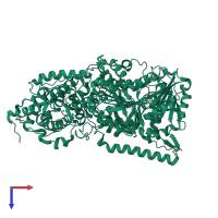 PDB entry 4q2c coloured by chain, top view.