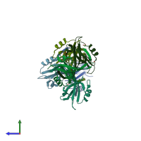 PDB entry 4q2n coloured by chain, side view.