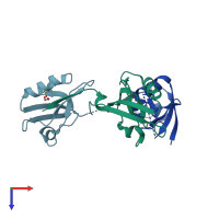PDB entry 4q2p coloured by chain, top view.
