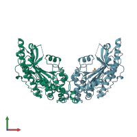 PDB entry 4q2r coloured by chain, front view.