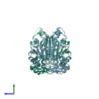 PDB entry 4q2r coloured by chain, side view.