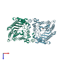 PDB entry 4q2r coloured by chain, top view.