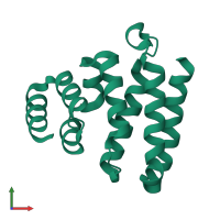 Monomeric assembly 1 of PDB entry 4q2s coloured by chemically distinct molecules, front view.