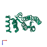 PDB entry 4q2s coloured by chain, top view.