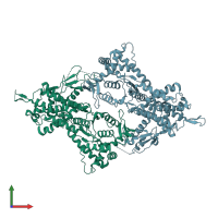 PDB entry 4q2y coloured by chain, front view.