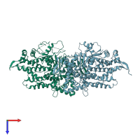 PDB entry 4q2y coloured by chain, top view.